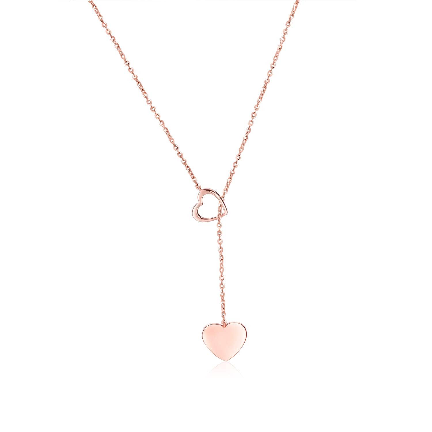 18k Solid Gold Double Hearts Pendant Necklace - Melbourne, Australia