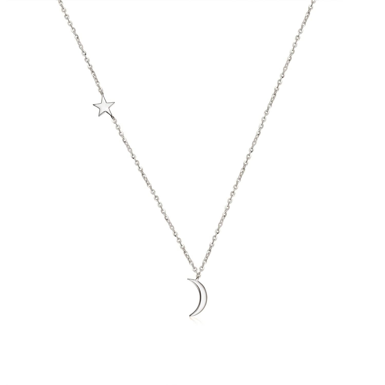 18k Solid Gold Delicate Moon and Star Necklace - Melbourne, Australia