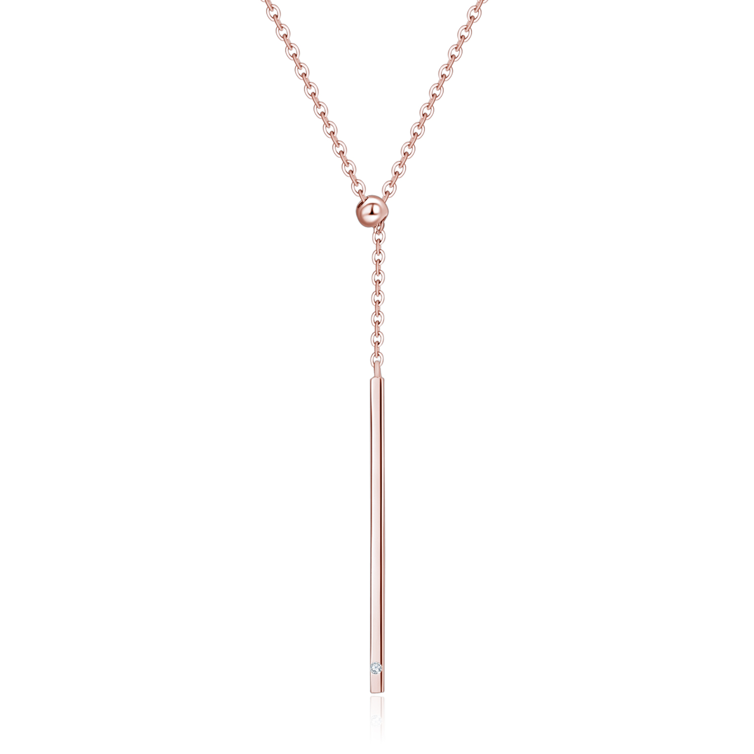 18k Solid Gold Vertical Diamond Bar Necklace - Melbourne, Australia