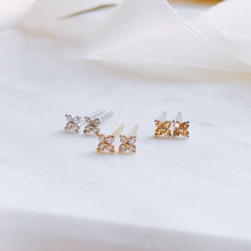 Clover Diamond or Sapphire Stud Earrings - Melbourne, Australia