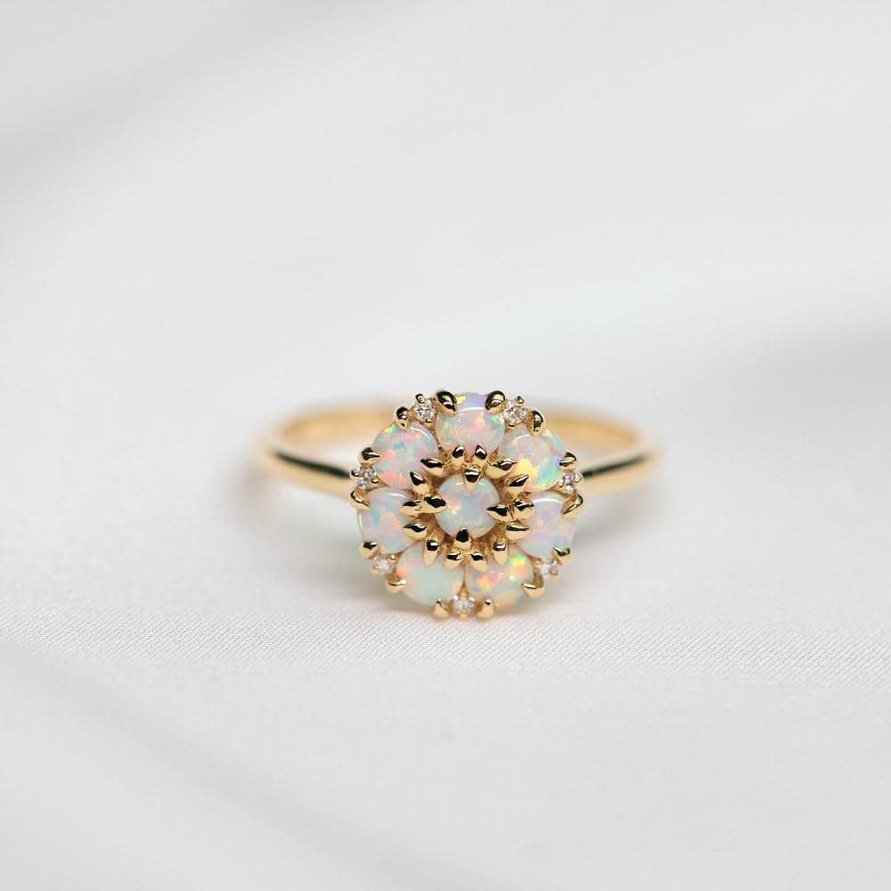 18k Solid Gold Australian White Opal Ring - Melbourne, Australia