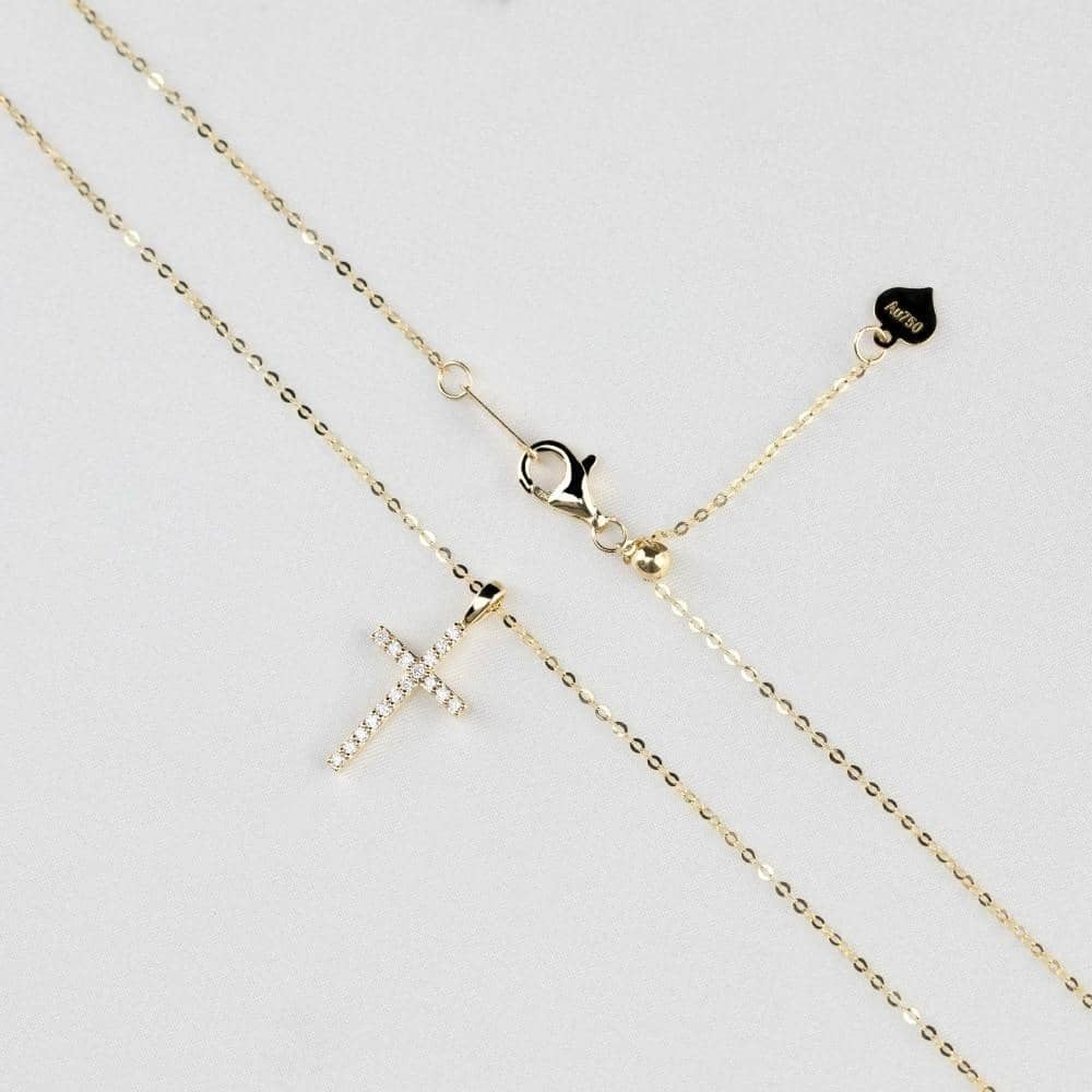 18k Solid Gold Classic Cross Diamond Necklace - Melbourne, Australia