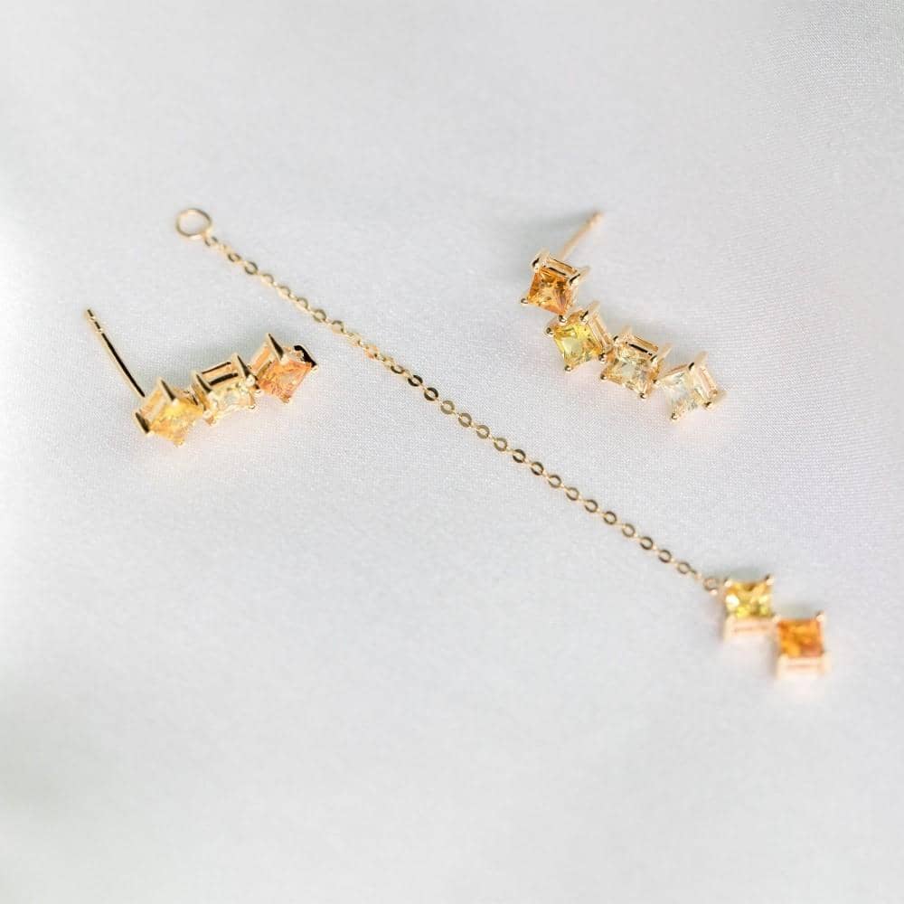 18k Solid Gold Gradient Yellow Sapphire Stud and Drop Earrings - Melbourne, Australia