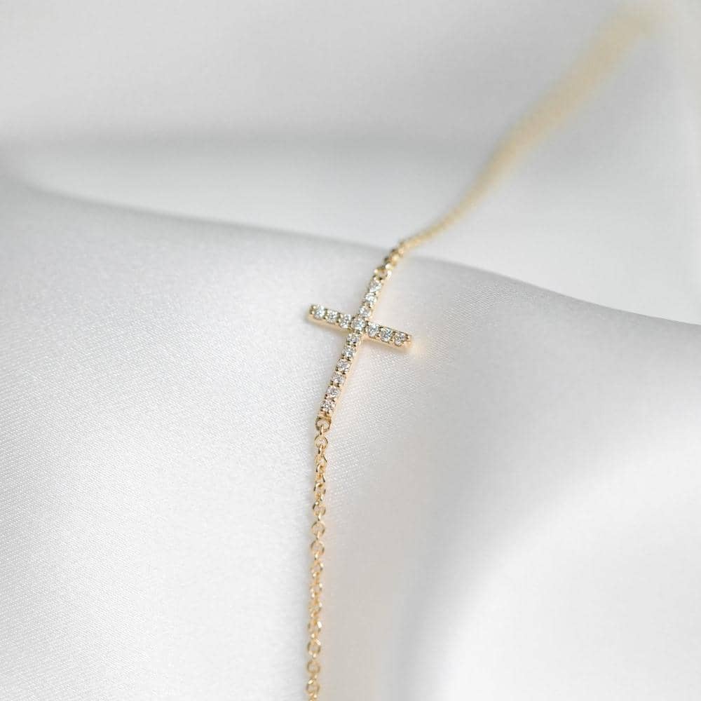 Cross Diamond Bracelet in 18k Yellow Gold - Melbourne, Australia