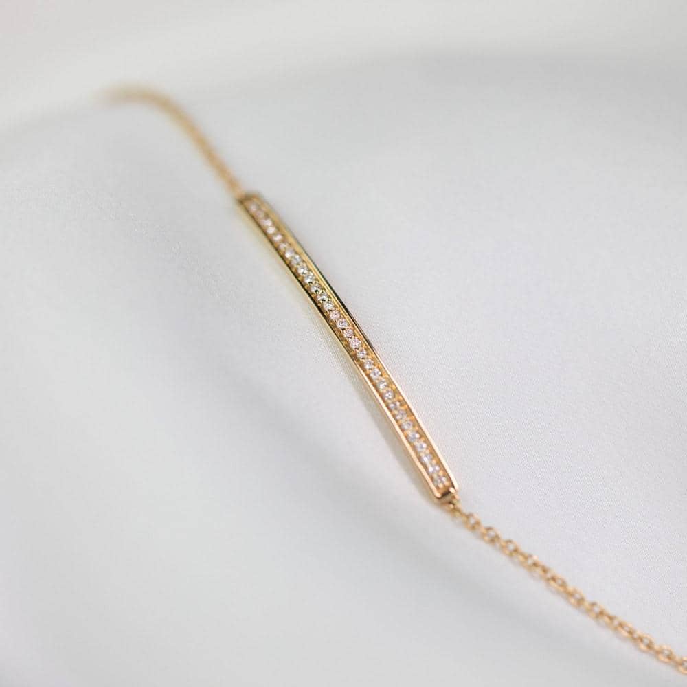 18k Solid Gold Diamond Bar Bracelet - Melbourne, Australia