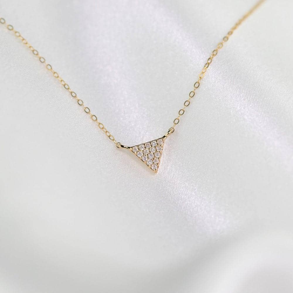 18k Solid Gold Triangle Diamond Necklace - Melbourne, Australia