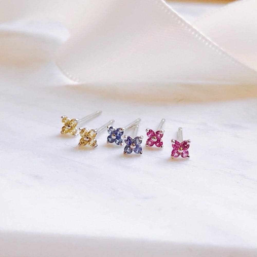 Clover Diamond or Sapphire Stud Earrings - Melbourne, Australia